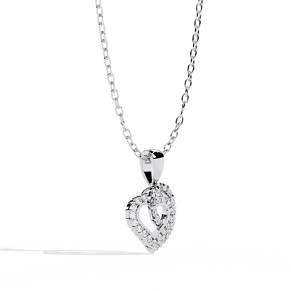 Double Heart Design Lab Grown Diamond Pendant – Round Cut Diamonds in Gold