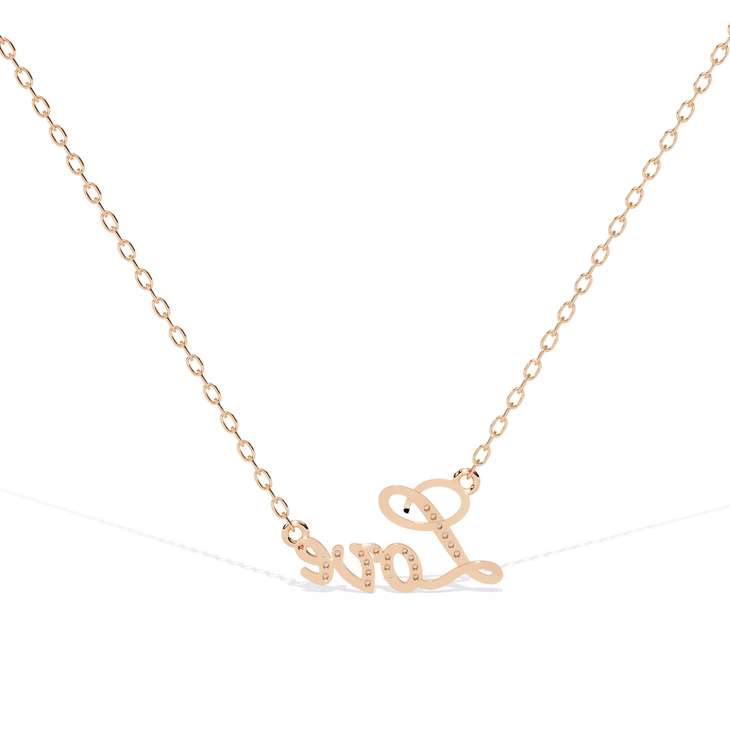 Love Script Design Lab Grown Diamond Pendant – Round Diamonds in Gold