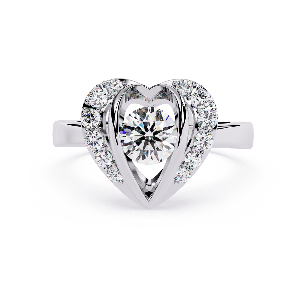 Dual tone Heart Shaped Lab-Grown Diamond Ring in 18K White Gold