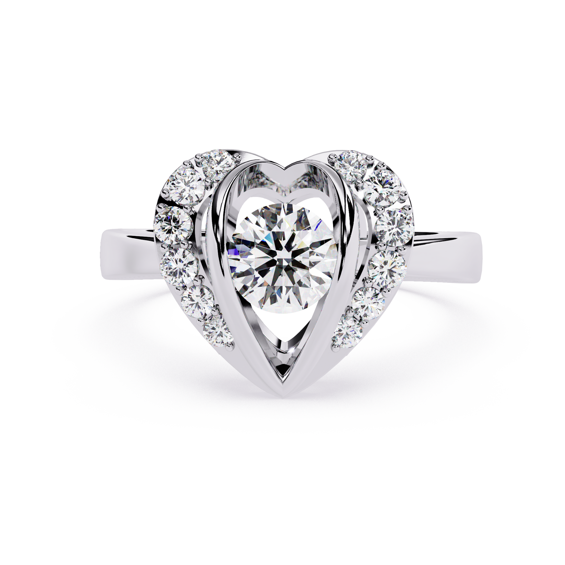 Dual tone Heart Shaped Lab-Grown Diamond Ring in 18K White Gold