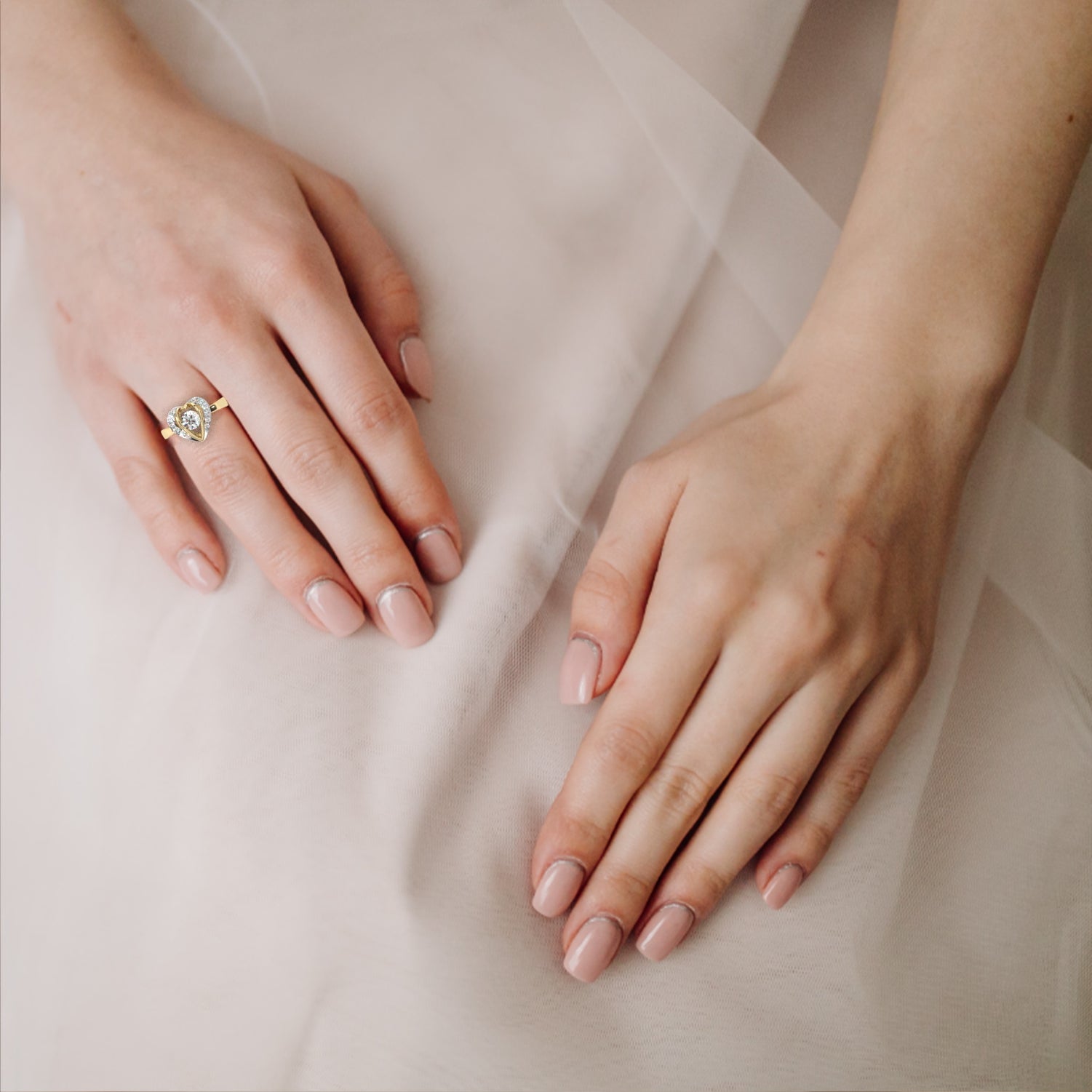 Dual tone Heart Shaped Lab-Grown Diamond Ring in 18K White Gold