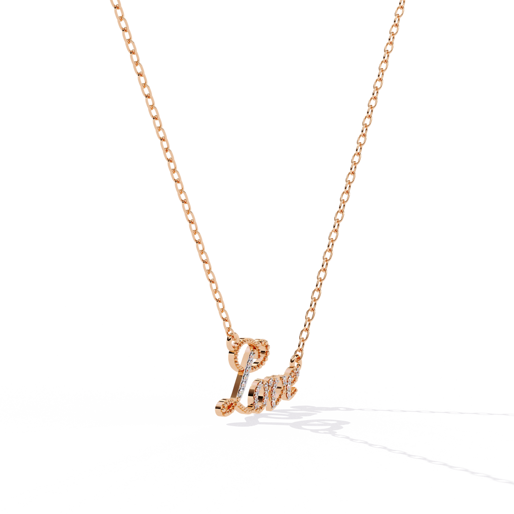 Love Script Design Lab Grown Diamond Pendant – Round Diamonds in Gold