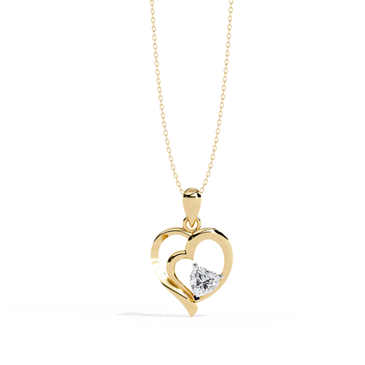 Premium Diamond Pendant – Heart Radiant Cut Diamond in Gold