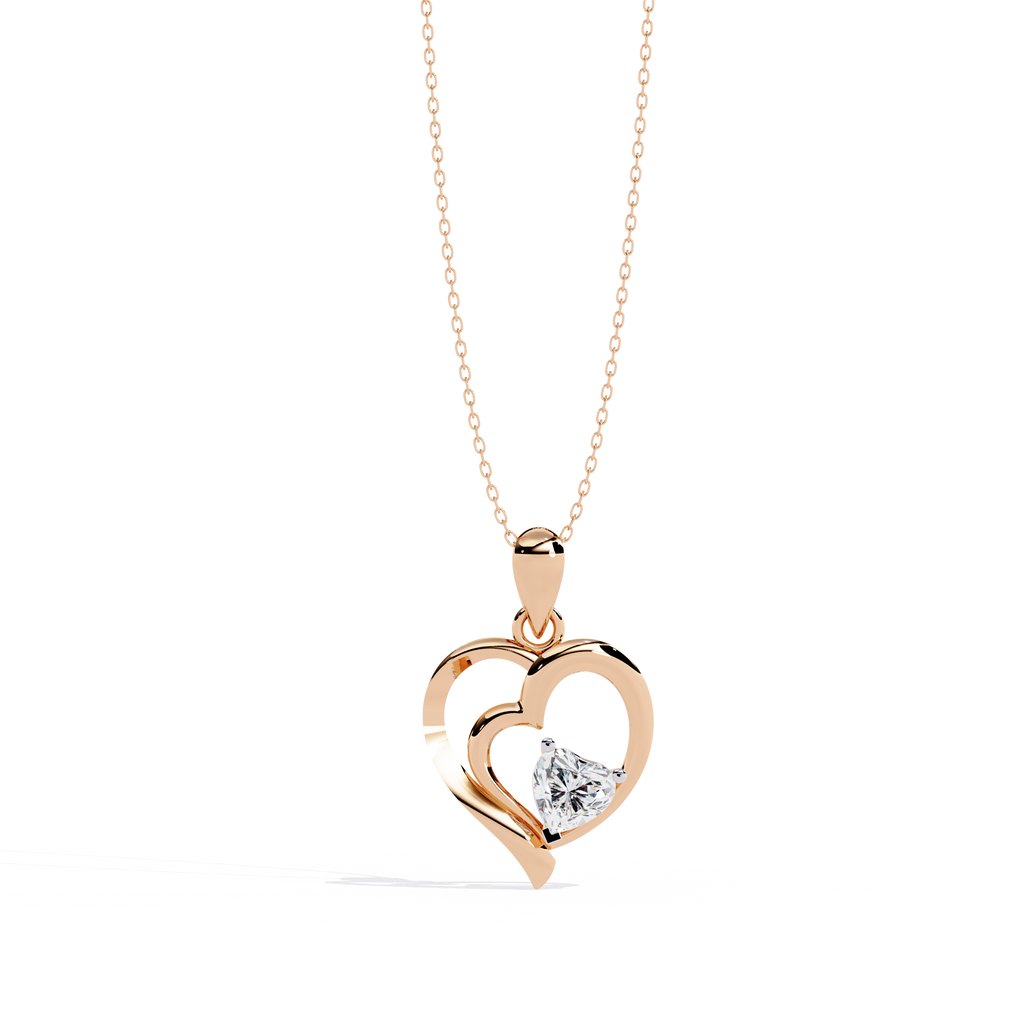 Premium Diamond Pendant – Heart Radiant Cut Diamond in Gold