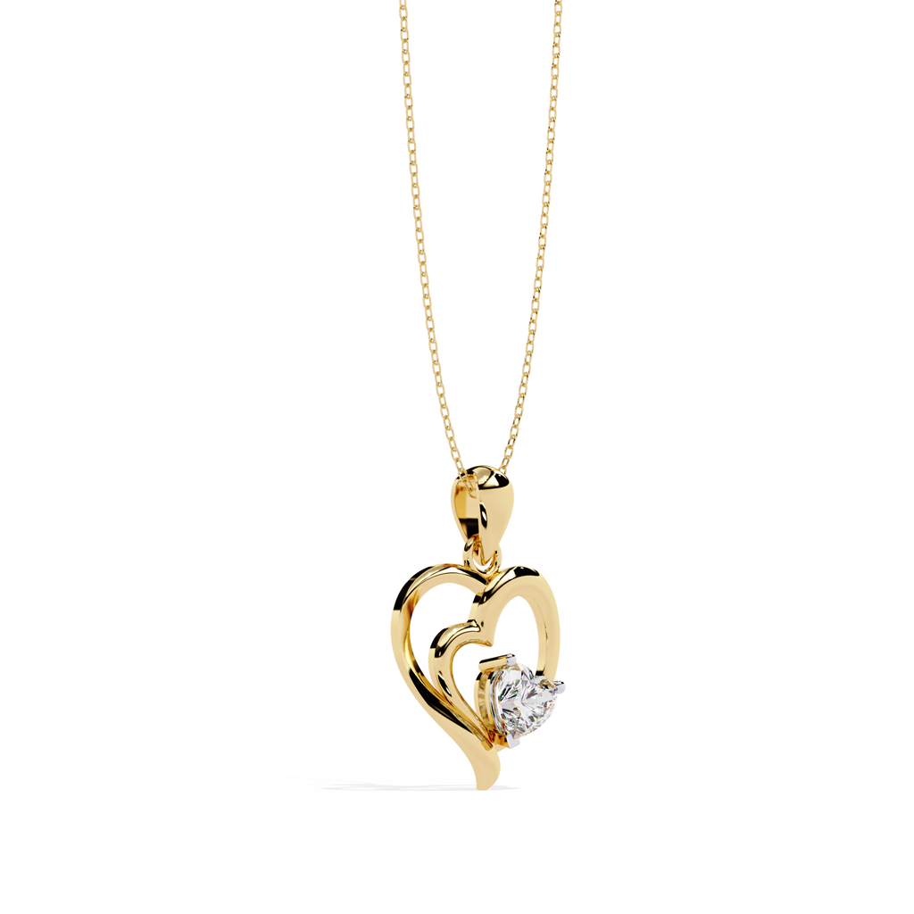 Premium Diamond Pendant – Heart Radiant Cut Diamond in Gold
