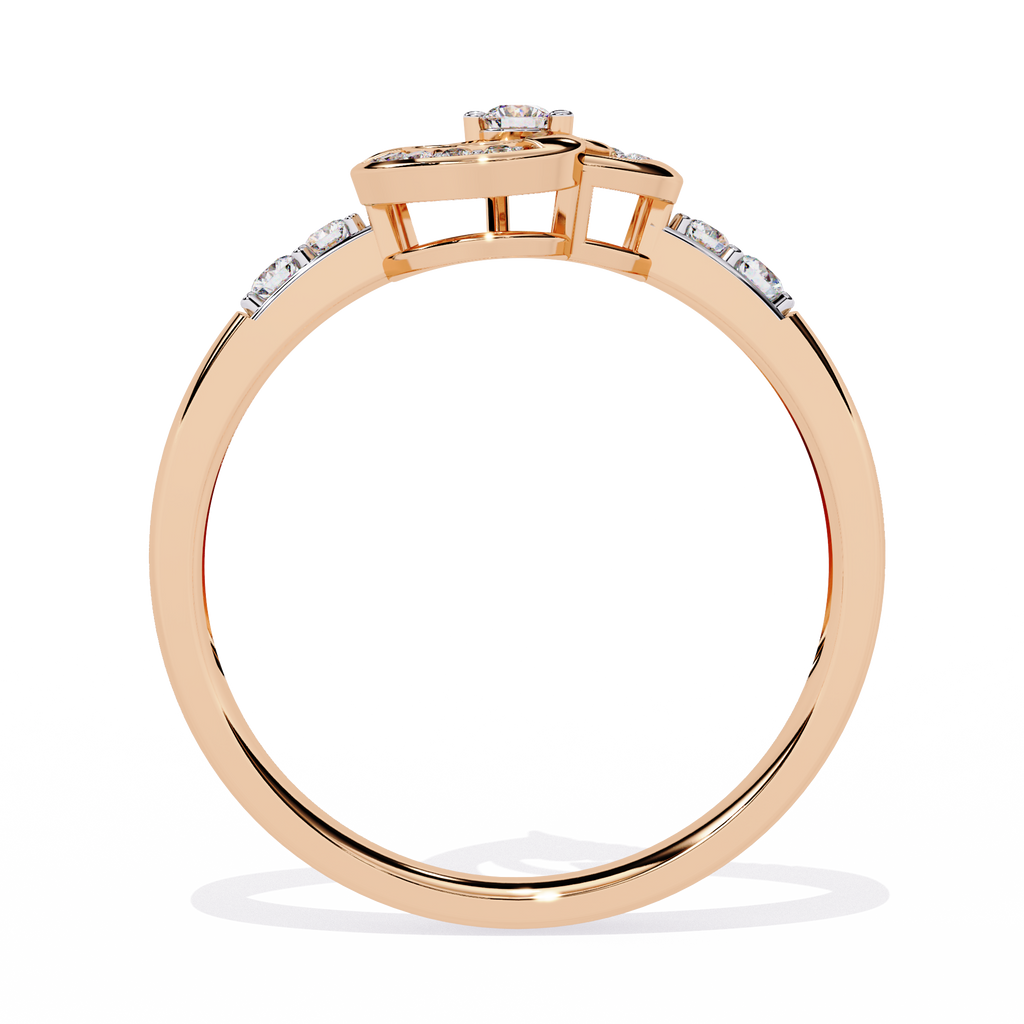Elegant 0.13 Ct round diamond ring with heart frame design

