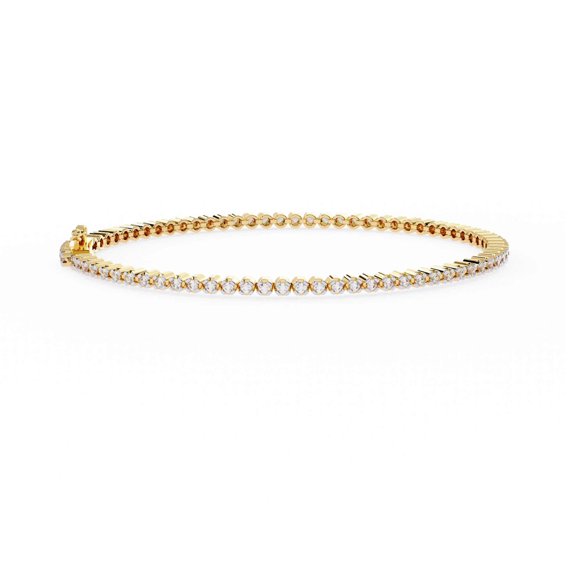 Premium Round Diamond Bracelet – Circular Shape Diamonds with Thin Golden Borders in Gold