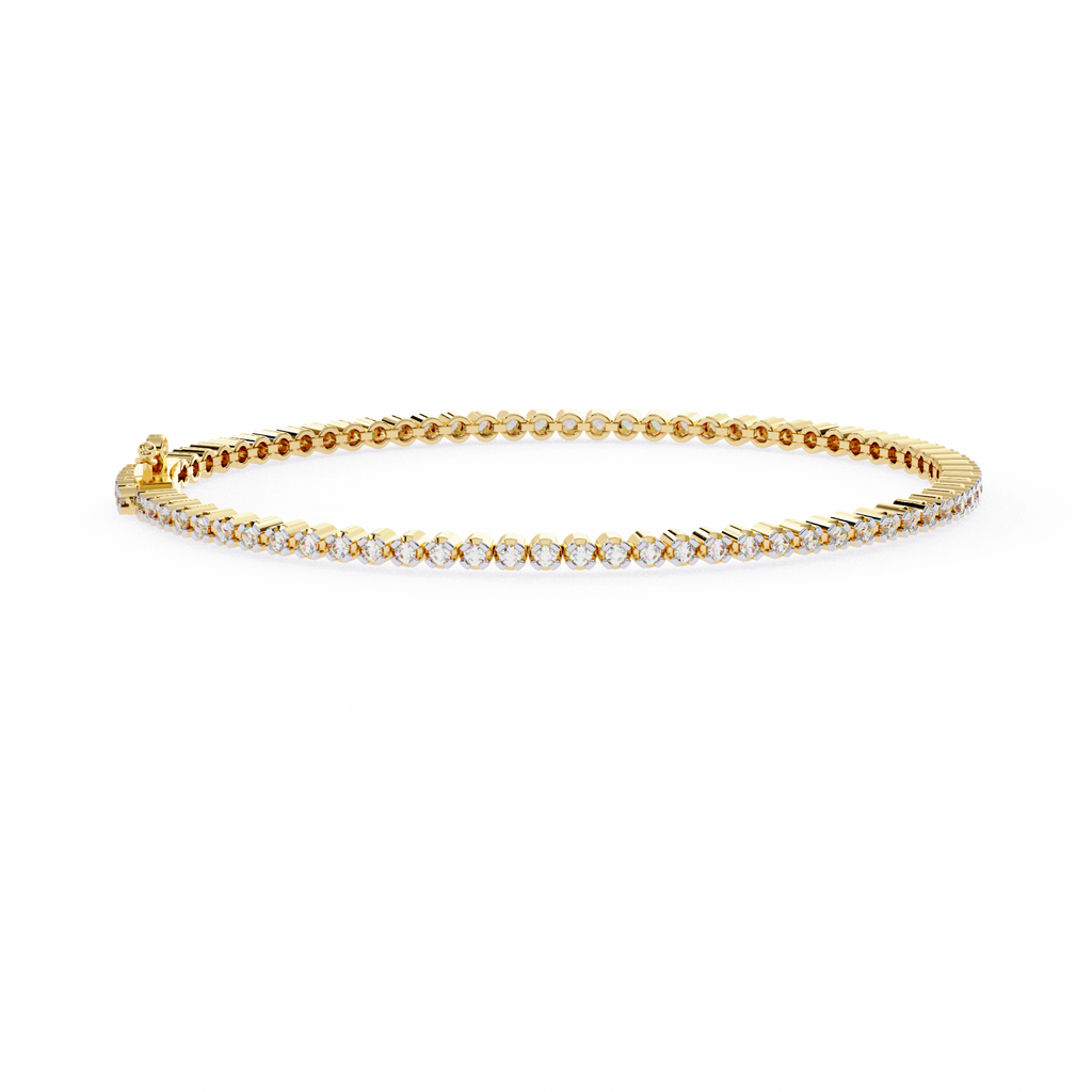 Premium Round Diamond Bracelet – Circular Shape Diamonds with Thin Golden Borders in Gold