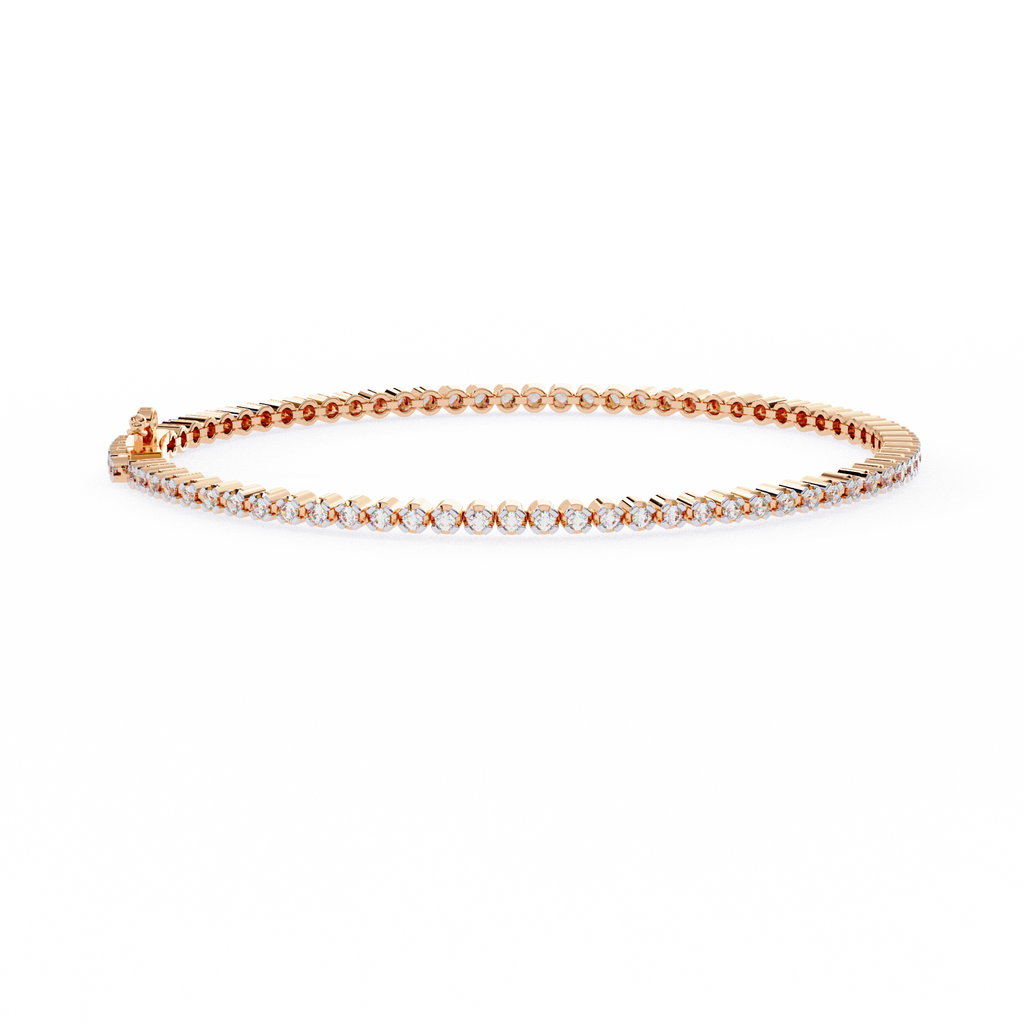 Premium Round Diamond Bracelet – Circular Shape Diamonds with Thin Golden Borders in Gold