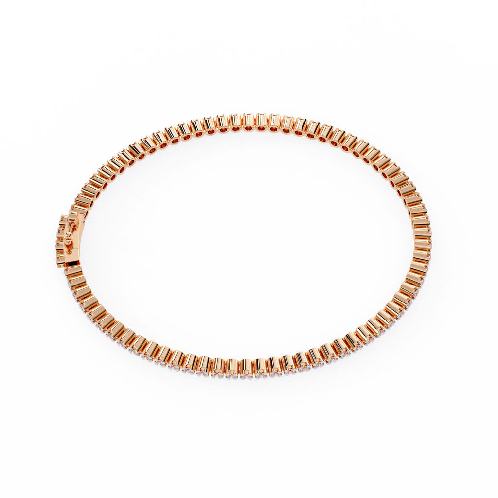 Premium Round Diamond Bracelet – Circular Shape Diamonds with Thin Golden Borders in Gold