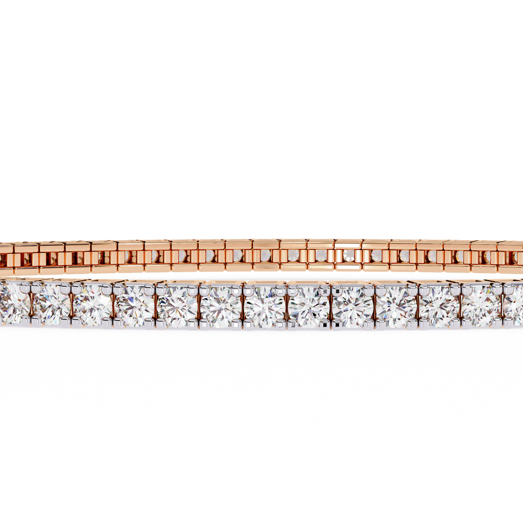 Premium Round Diamond Bracelet – Square Diamond Design All Around in Gold