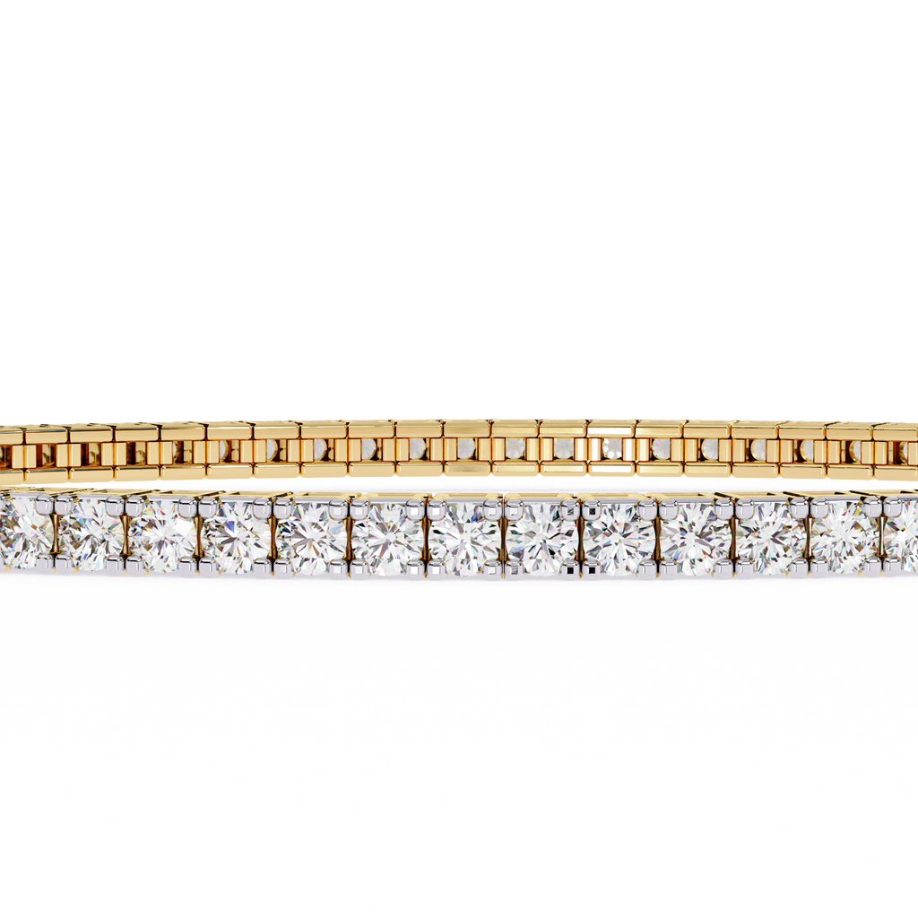 Premium Round Diamond Bracelet – Square Diamond Design All Around in Gold