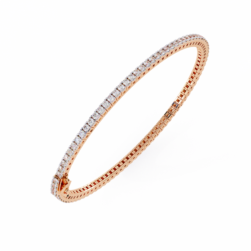 Premium Round Diamond Bracelet – Square Diamond Design All Around in Gold