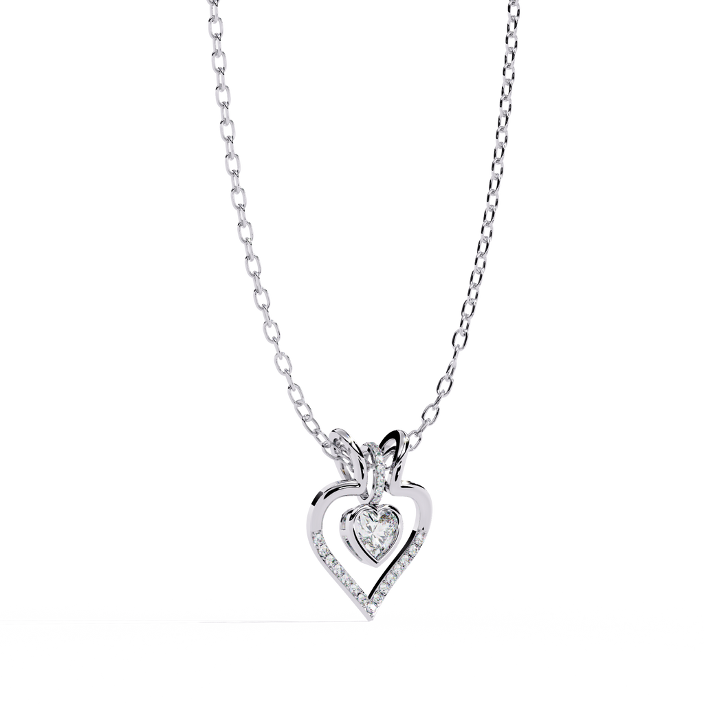 Premium + Round Diamond Pendant – Heart Radiant & Round Cut Diamonds in Gold
