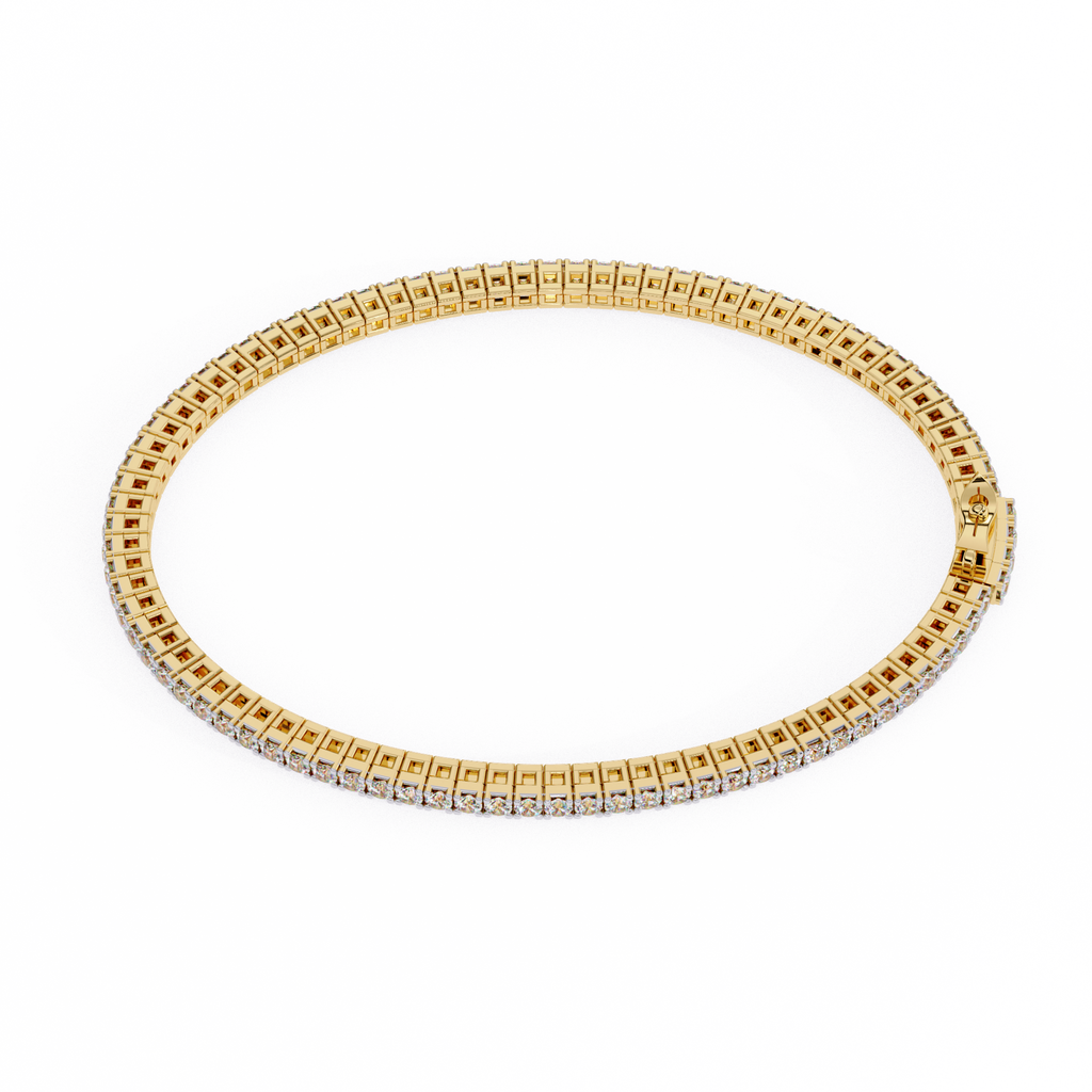 Premium Round Diamond Bracelet – Square Diamond Design All Around in Gold