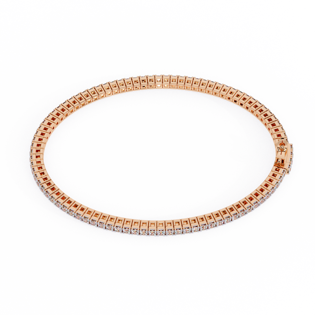 Premium Round Diamond Bracelet – Square Diamond Design All Around in Gold