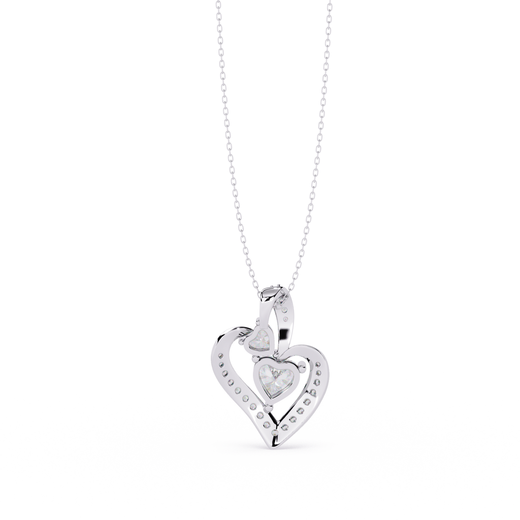 Premium + HR + Round Diamond Pendant – Heart Radiant & Round Cut Diamonds in Gold