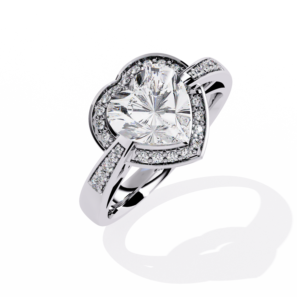 Heart-shaped diamond ring with round lab-grown diamonds

