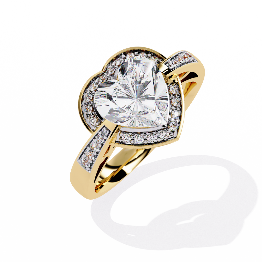 Heart-shaped diamond ring with round lab-grown diamonds

