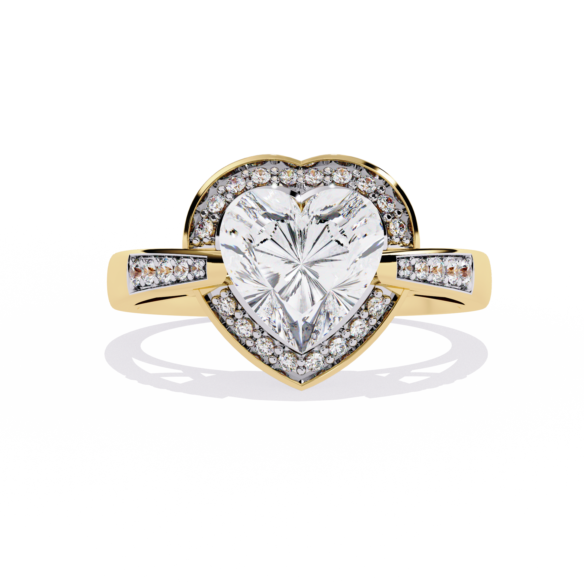 Heart-shaped diamond ring with round lab-grown diamonds