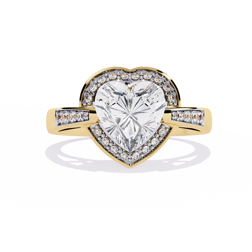 Heart-shaped diamond ring with round lab-grown diamonds

