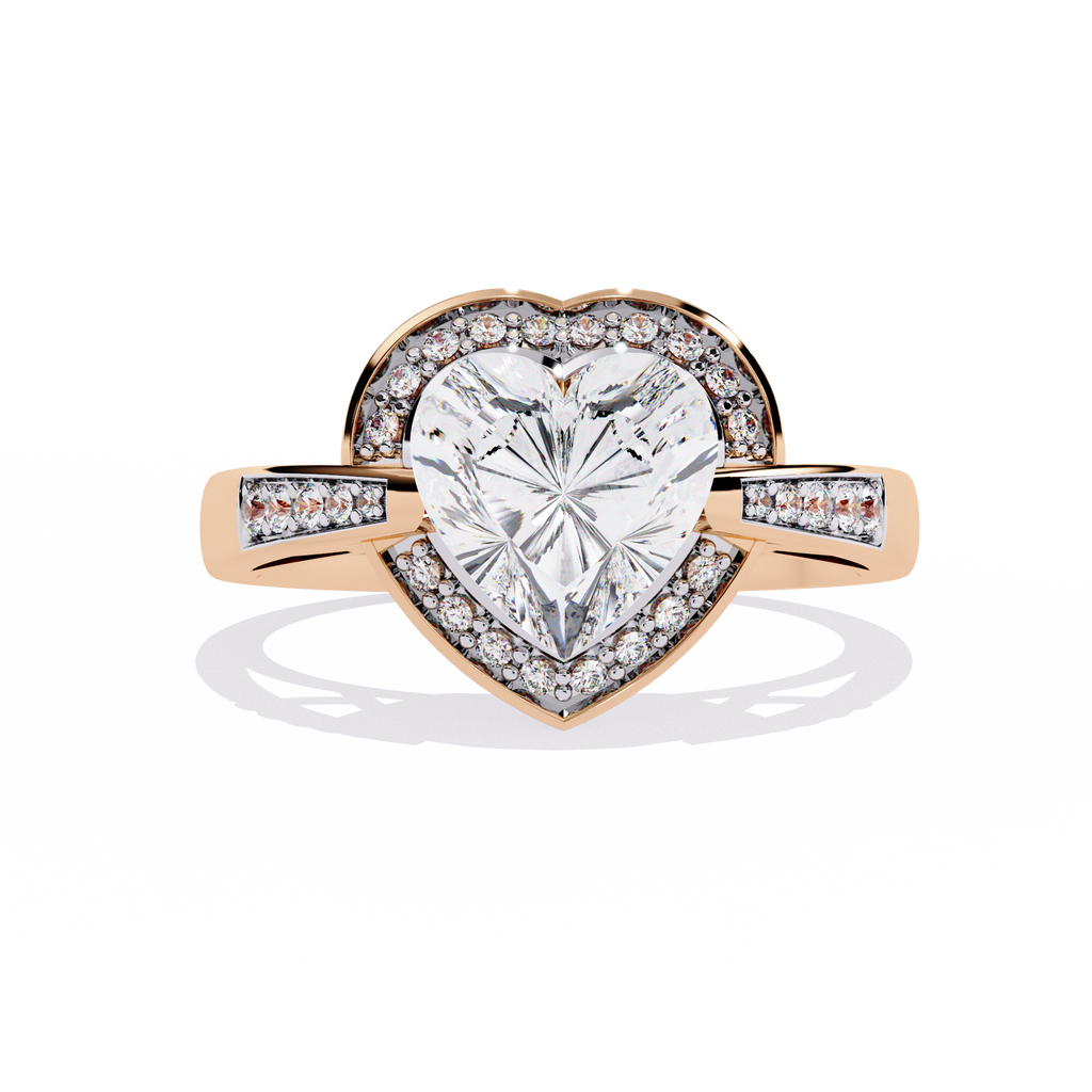 Heart-shaped diamond ring with round lab-grown diamonds


