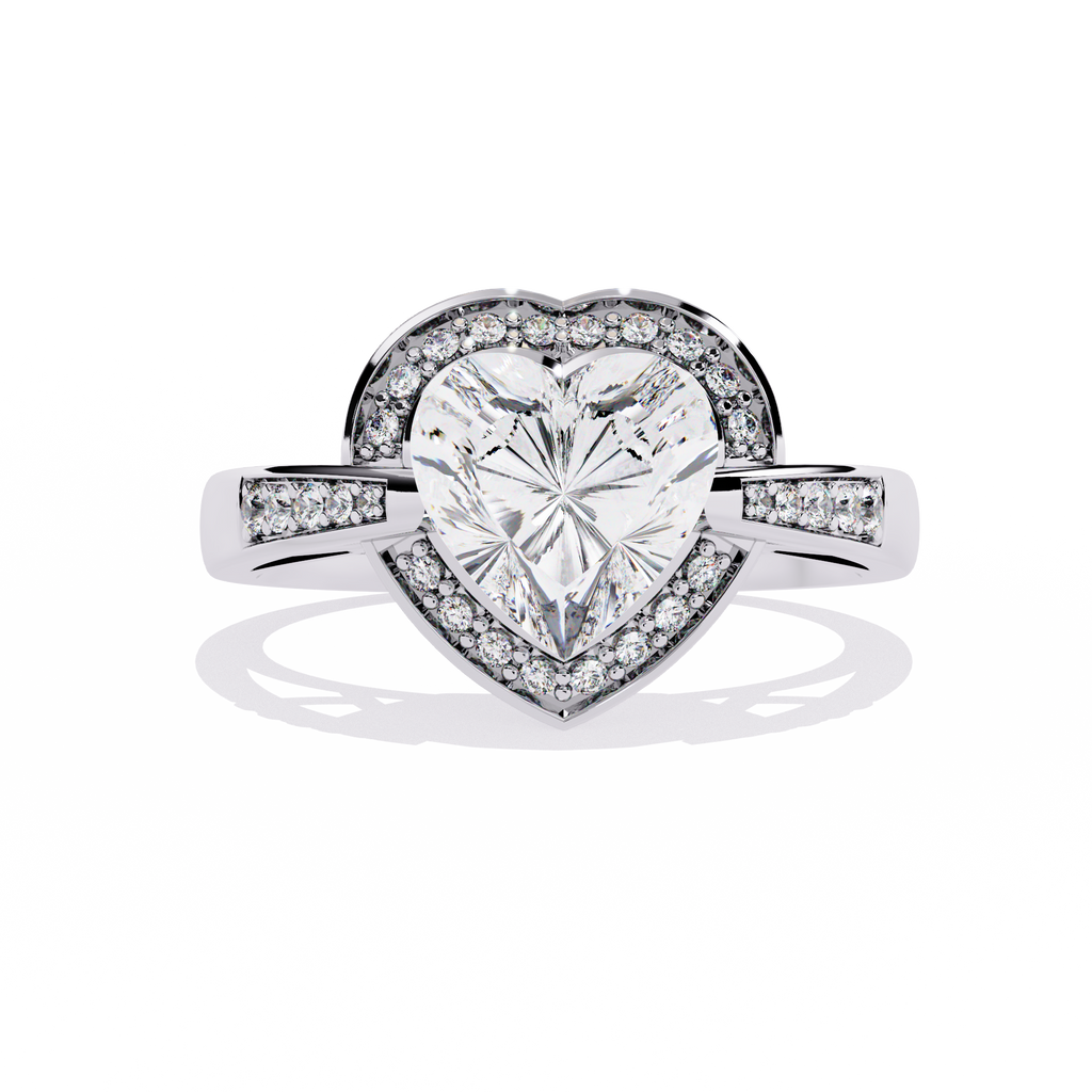 Heart-shaped diamond ring with round lab-grown diamonds

