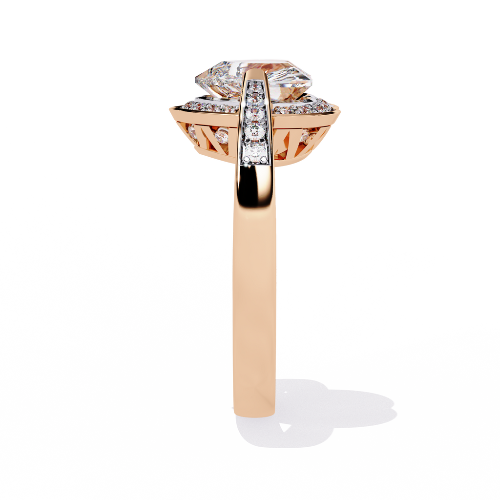 Heart-shaped diamond ring with round lab-grown diamonds

