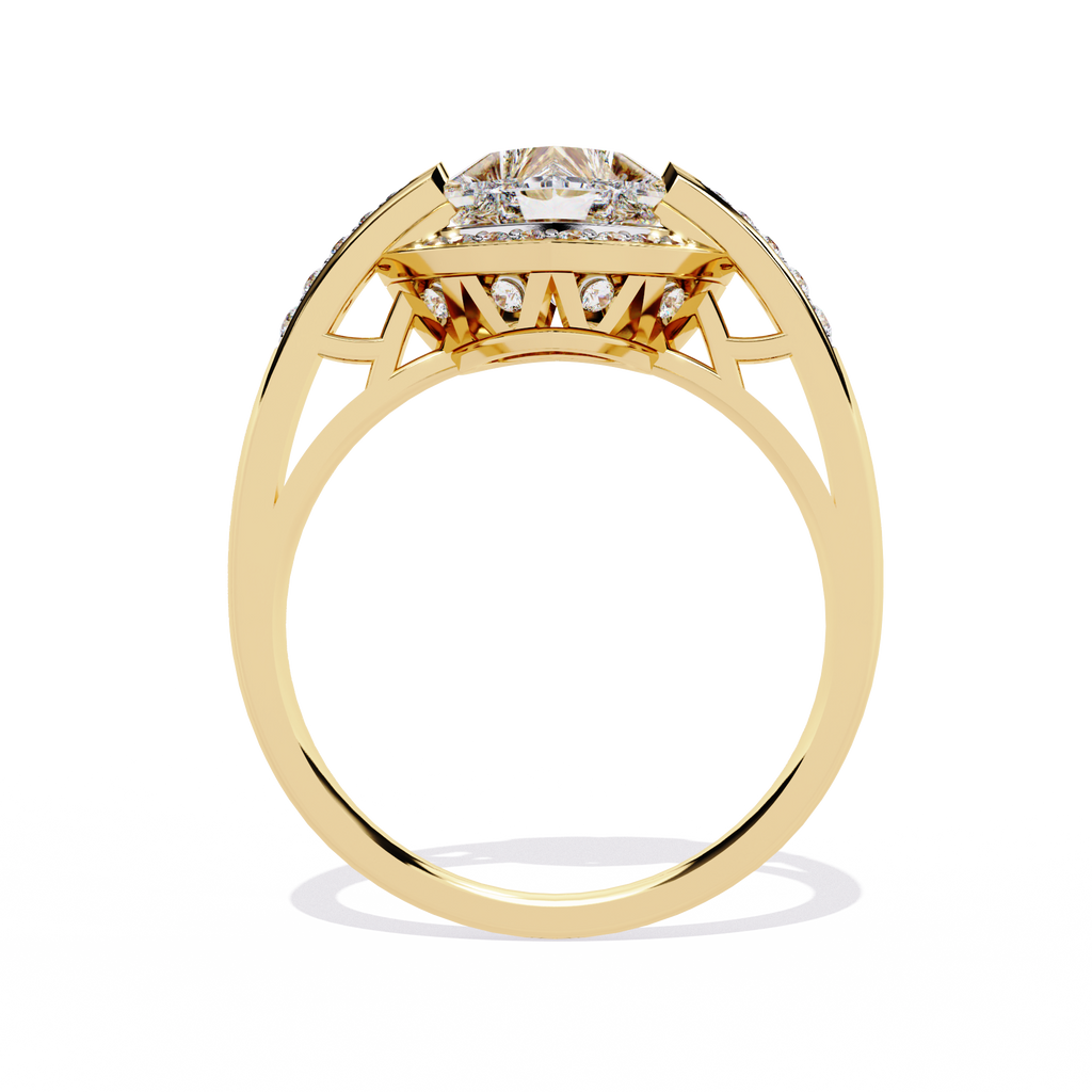Heart-shaped diamond ring with round lab-grown diamonds

