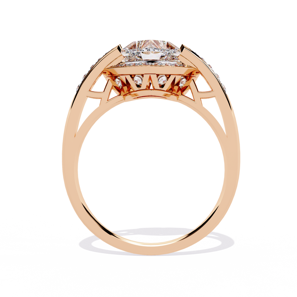 Heart-shaped diamond ring with round lab-grown diamonds

