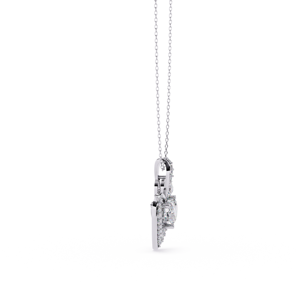 Premium + HR + Round Diamond Pendant – Heart Radiant & Round Cut Diamonds in Gold