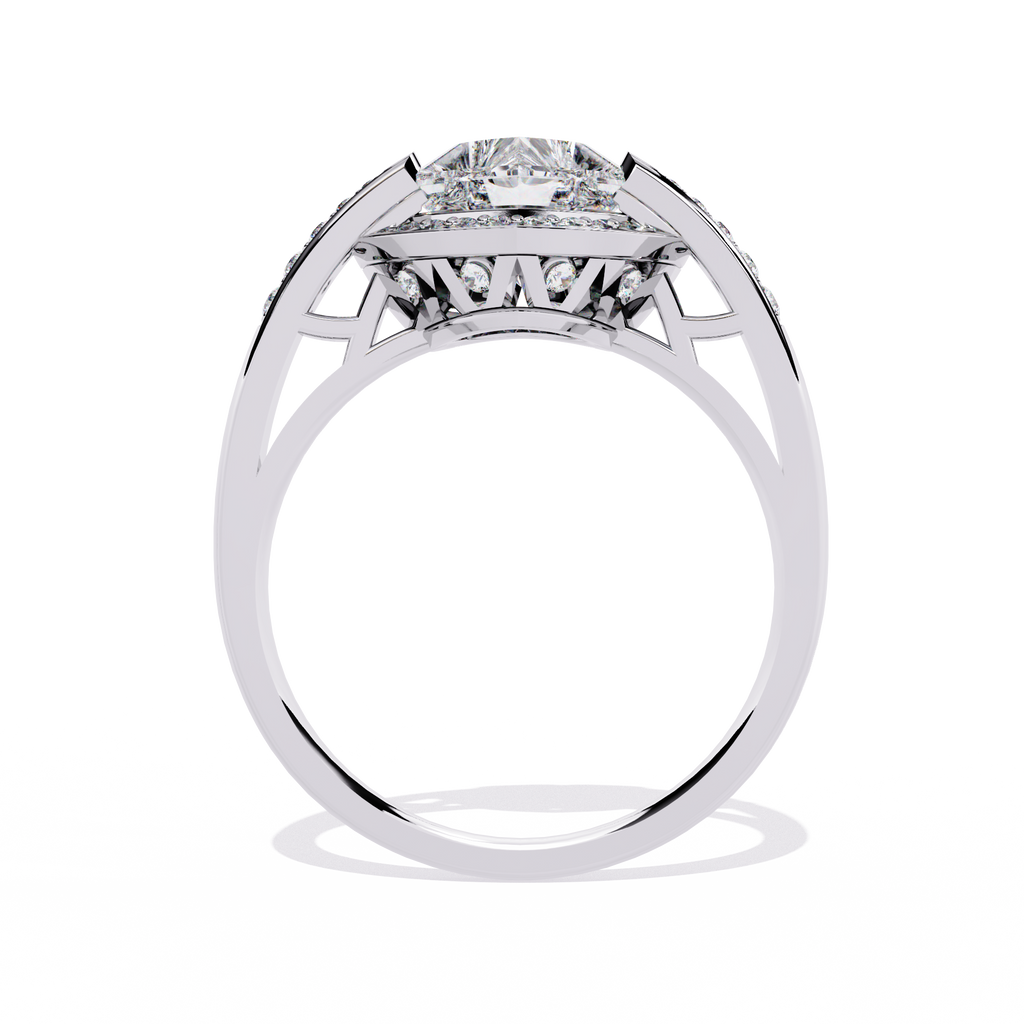 Heart-shaped diamond ring with round lab-grown diamonds

