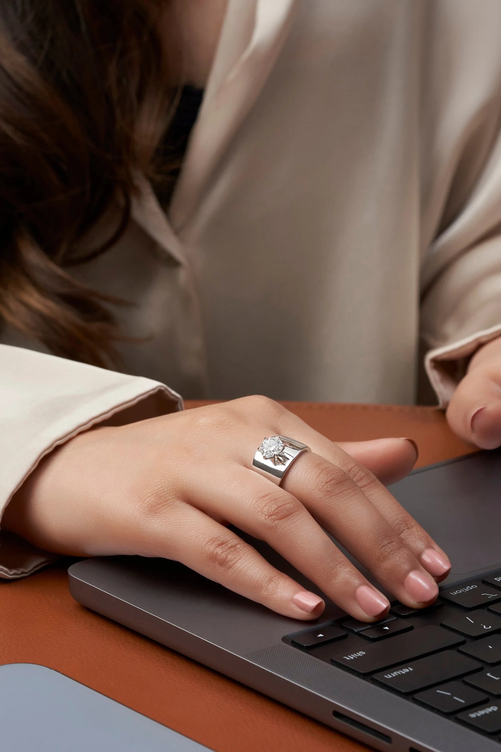 Lab Grown Diamond Wide Band Solitaire Ring