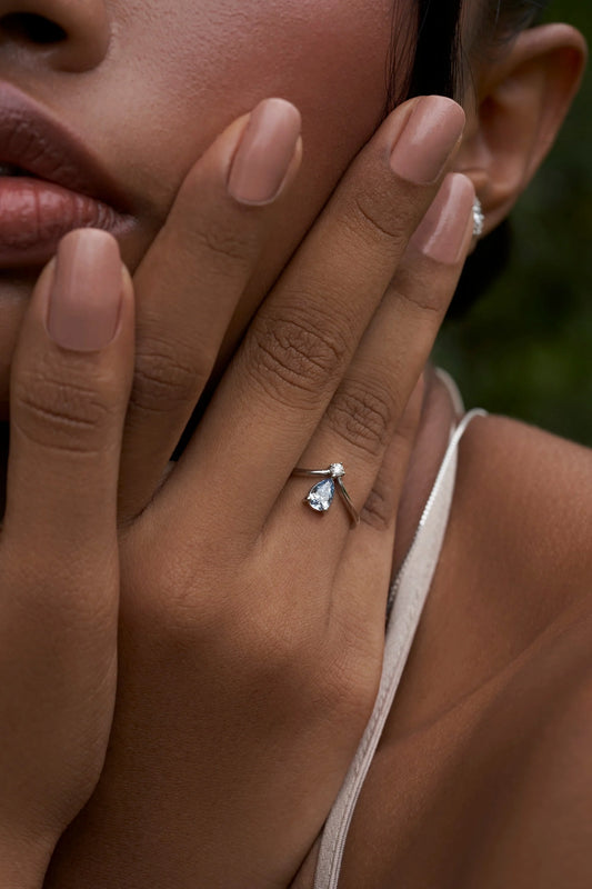 Blue Pear Rings