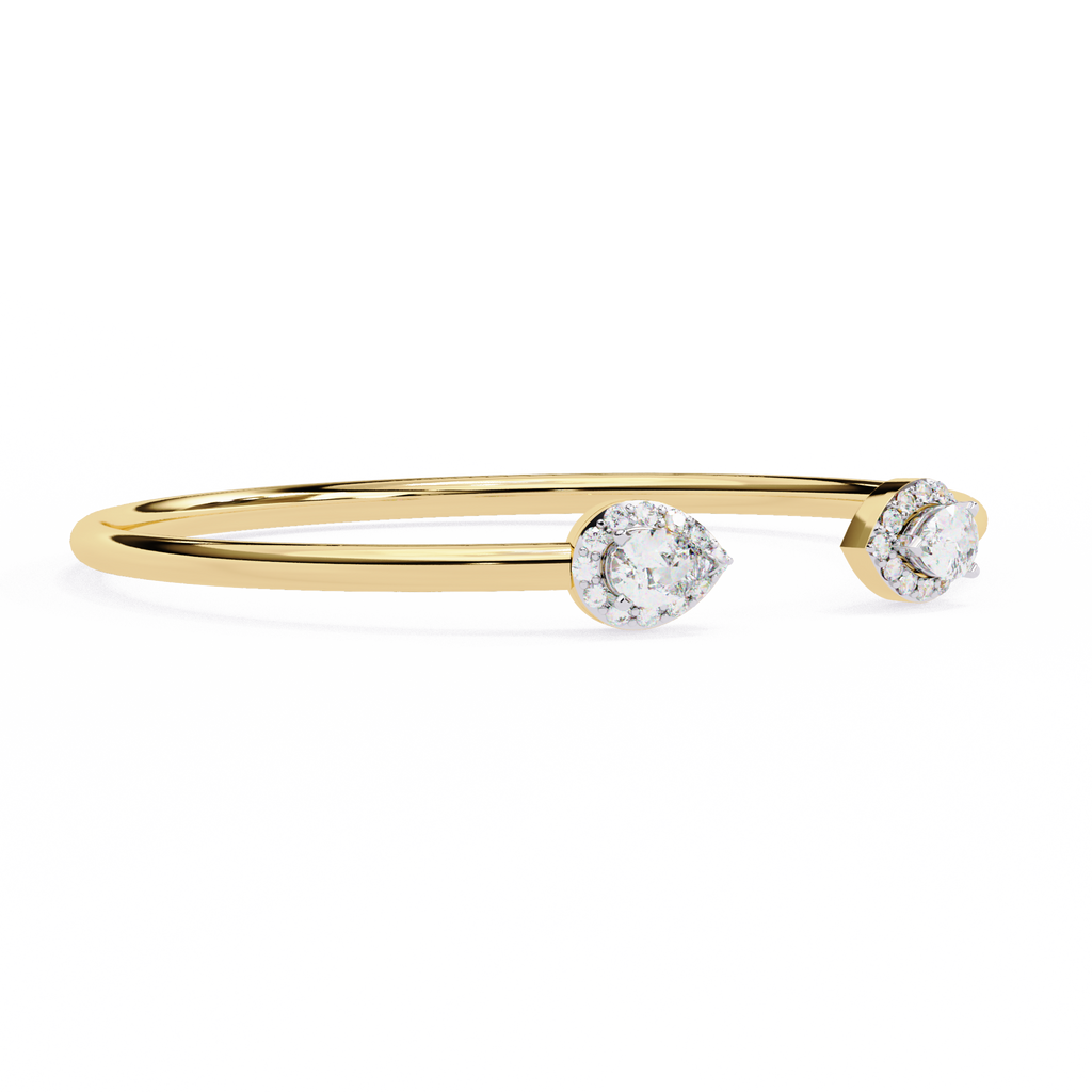Premium Round + Pear Diamond Bracelet – Elegant Diamond-Studded Gold Bracelet