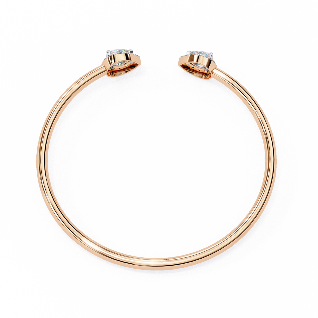 Premium Round + Pear Diamond Bracelet – Elegant Diamond-Studded Gold Bracelet