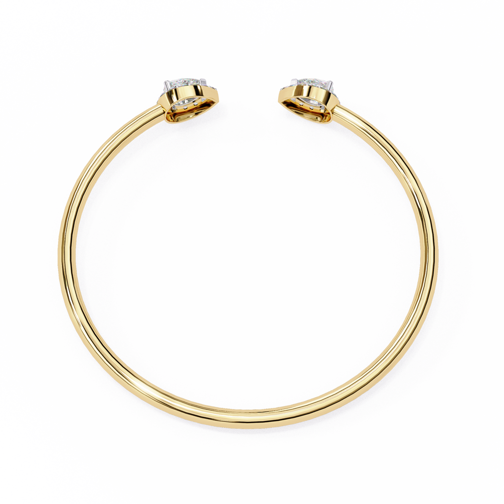 Premium Round + Pear Diamond Bracelet – Elegant Diamond-Studded Gold Bracelet