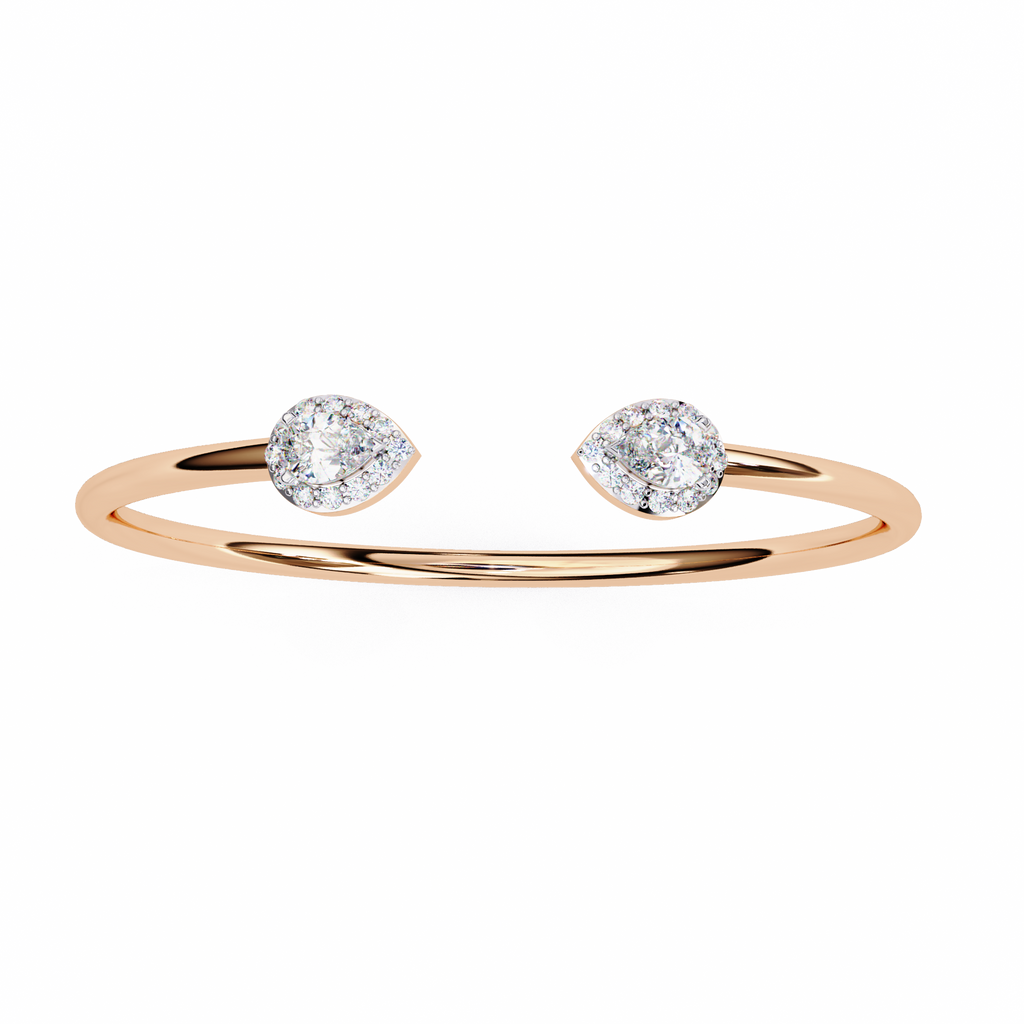 Premium Round + Pear Diamond Bracelet – Elegant Diamond-Studded Gold Bracelet