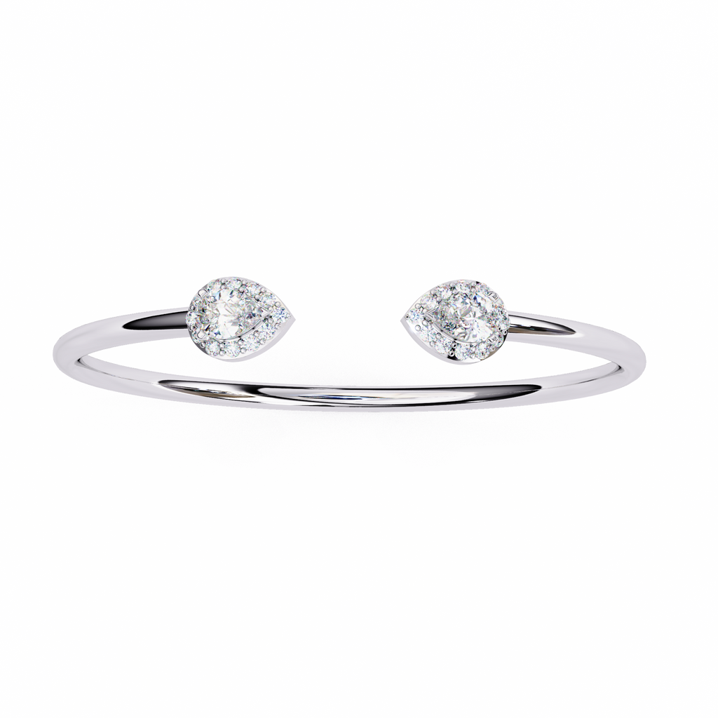Premium Round + Pear Diamond Bracelet – Elegant Diamond-Studded Gold Bracelet