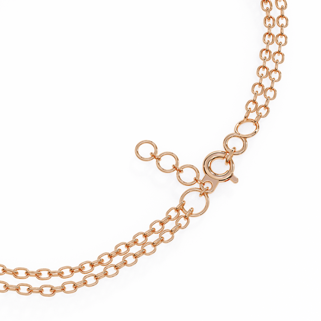 Premium Round Diamond Bracelet – 6 Interlinked Rings with Small Diamonds and Dual Chain Wrap in Gold
