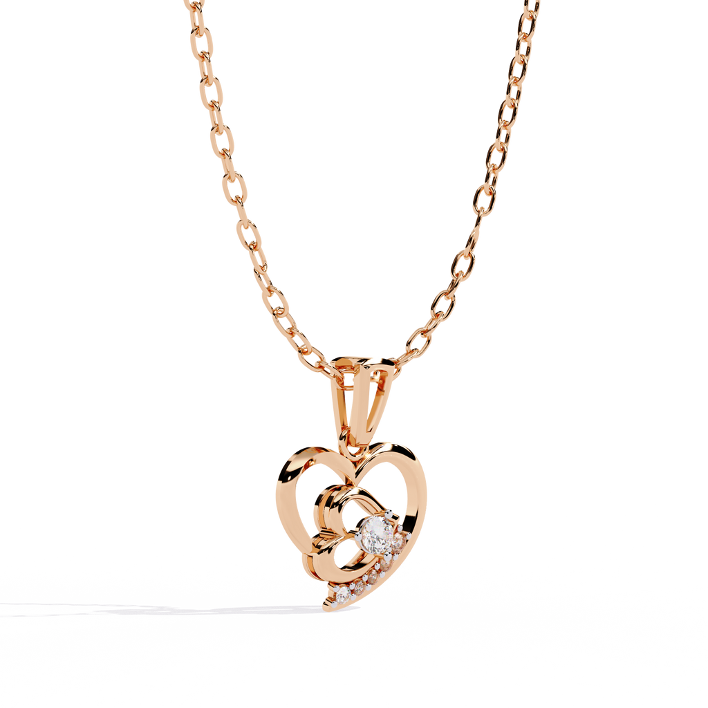 Double heart lab grown diamond solitaire pendant – best price in India,  shop online now