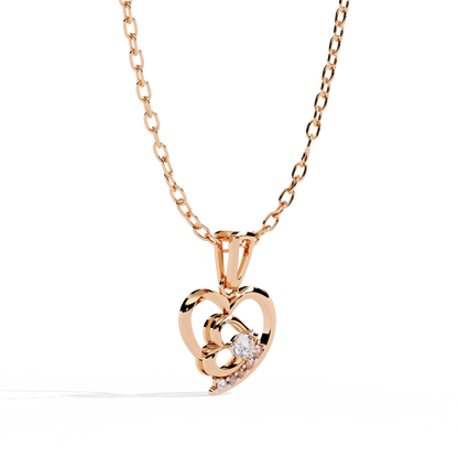 Double heart lab grown diamond solitaire pendant – best price in India,  shop online now