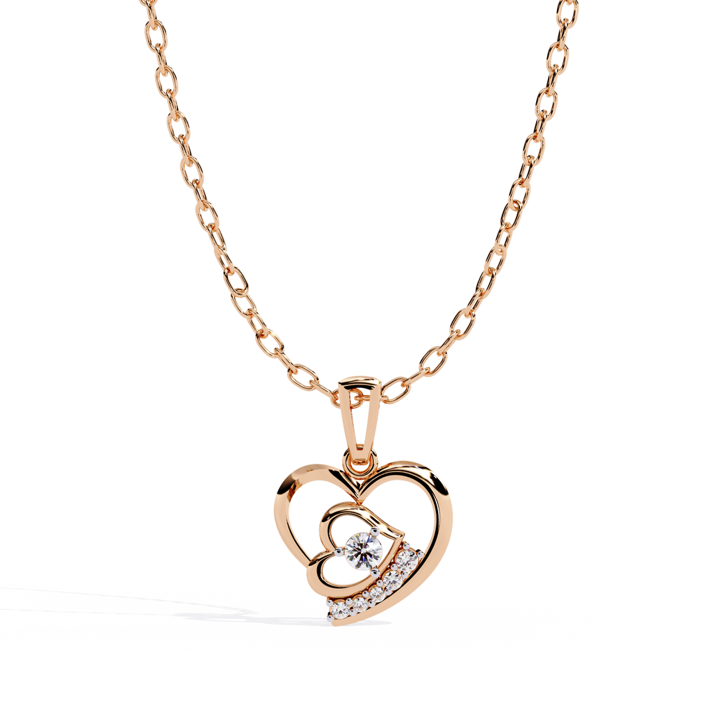Elegant lab grown diamond heart pendant, solitaire look, online shopping in india with price