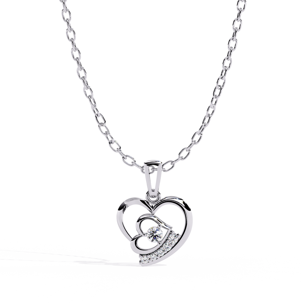 White gold heart lab grown diamond pendant for women – lab grown diamond jewellery price in india
