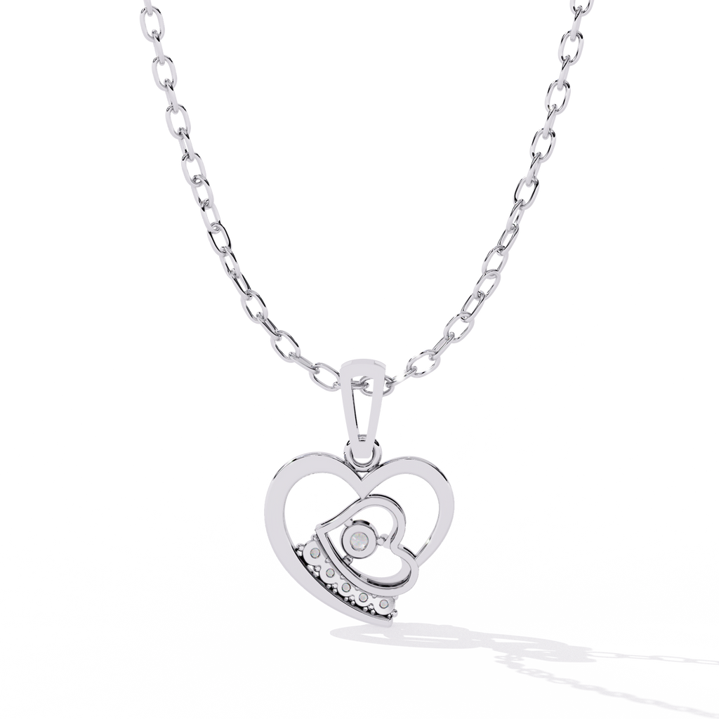 Designer lab grown diamond pendant in double heart shape, perfect for women diamond pendant online shopping in india with price