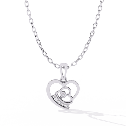 Designer lab grown diamond pendant in double heart shape, perfect for women diamond pendant online shopping in india with price