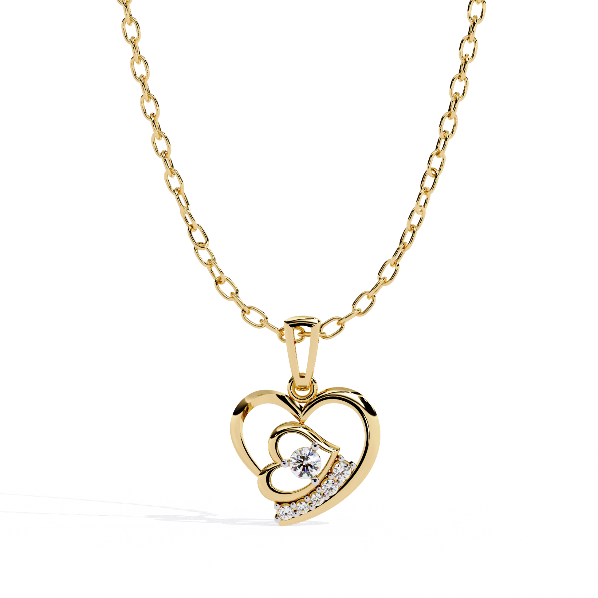 Double heart-shaped lab grown diamond pendant for women, available online in India