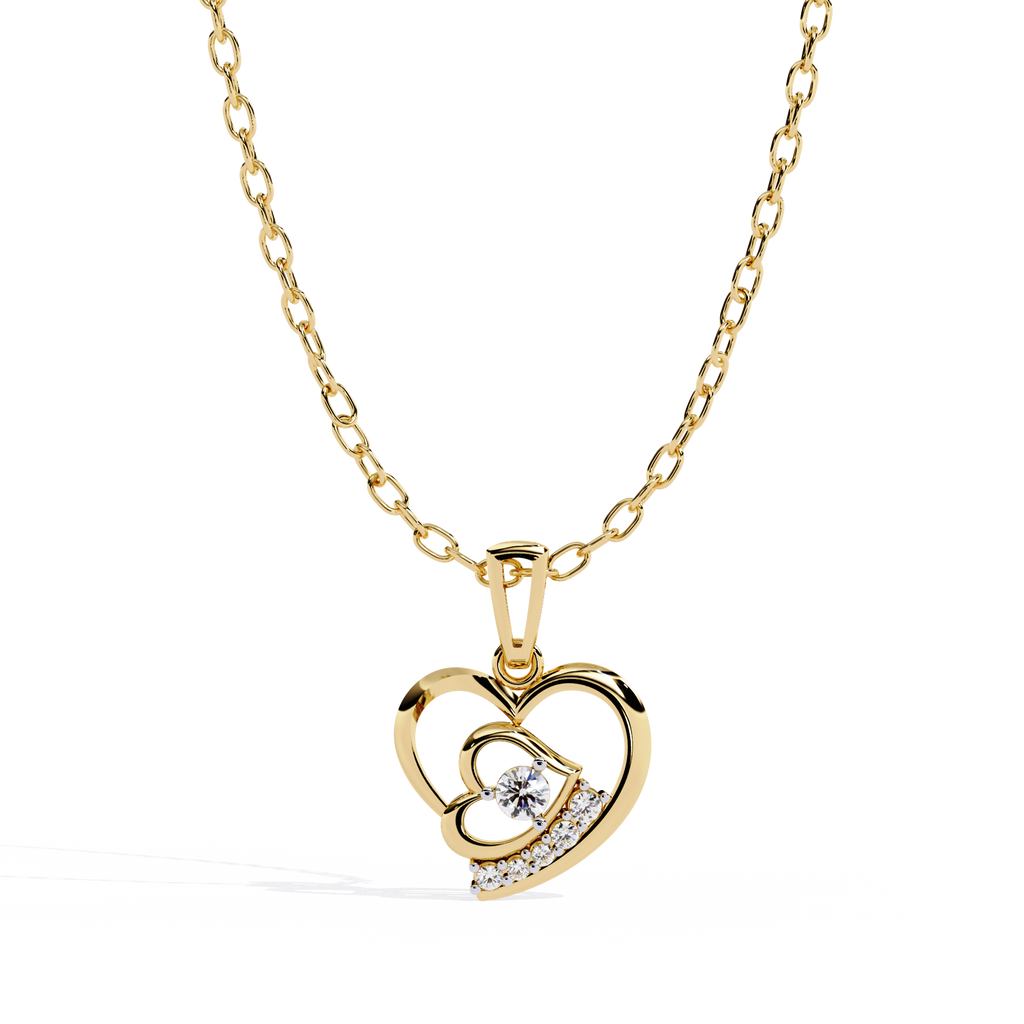 Double heart-shaped lab grown diamond pendant for women, available online in India