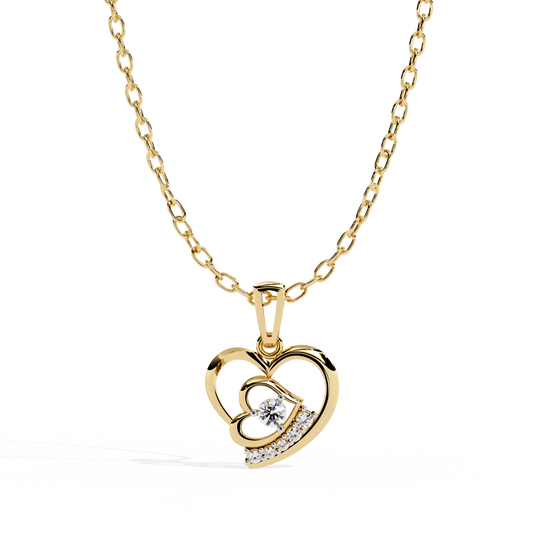 Double heart-shaped lab grown diamond pendant for women, available online in India