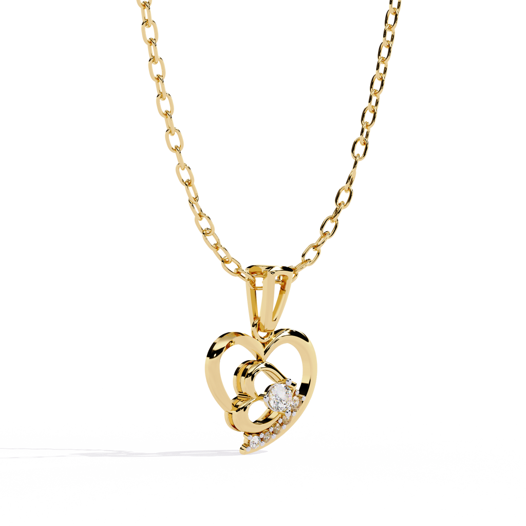 Yellow gold solitaire style pendant with lab grown diamonds – for sale in India online